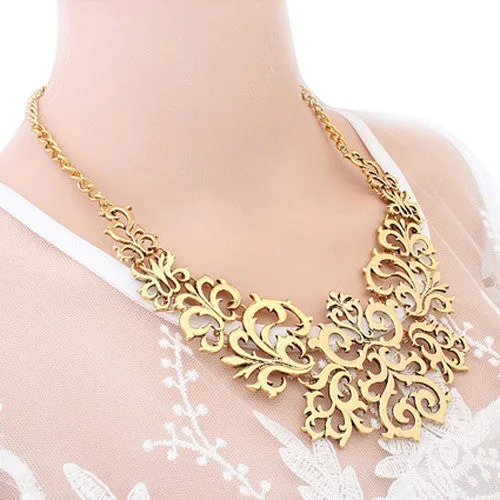 Brilliant quality Fashion Women Hollow Bib Choker Statement Vintage Paper cut necklaces pendants