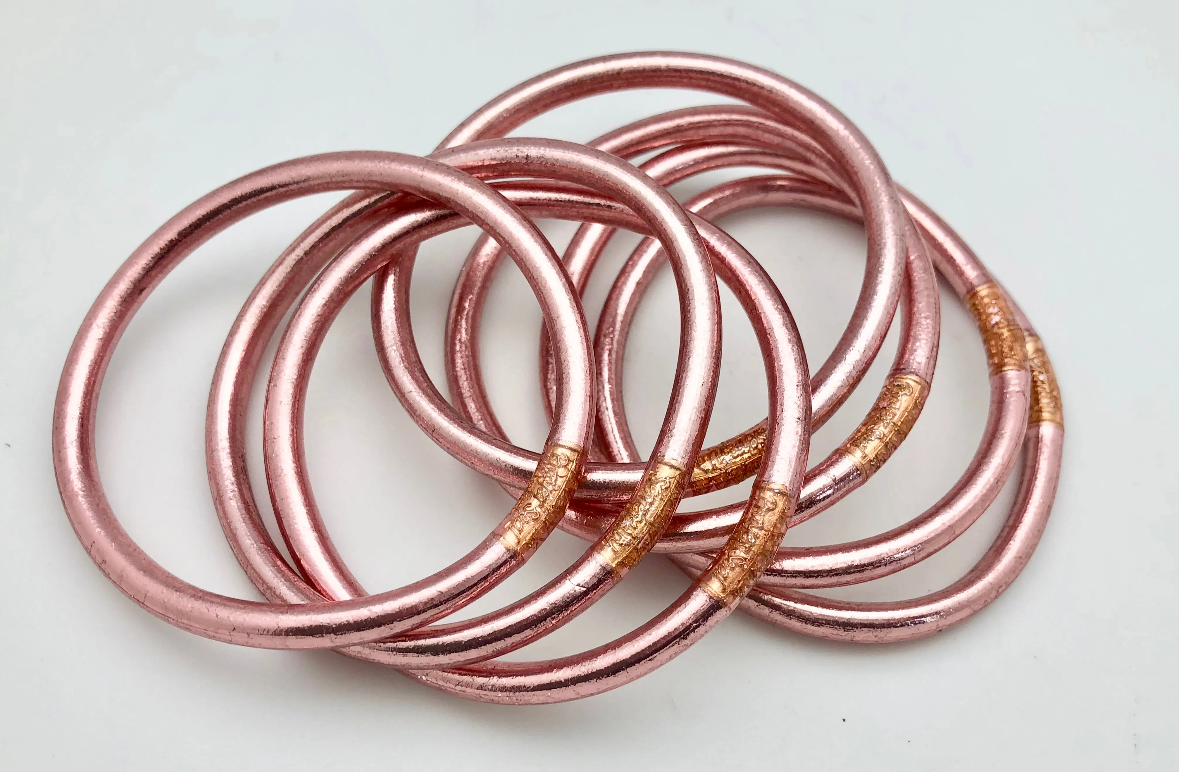 BuDhaGirl Rose Gold All Weather Bangle Bracelets - set of nine