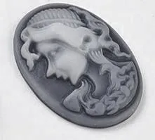 Cabochon - Resin - Cameo Lady Head Portrait - Oval - 1 piece