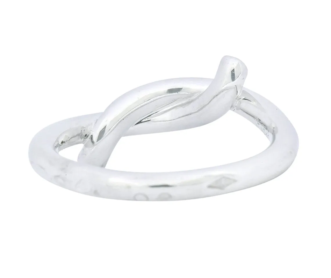 Cartier 18 Karat White Gold French Entrelaces Twisted Knot Ring