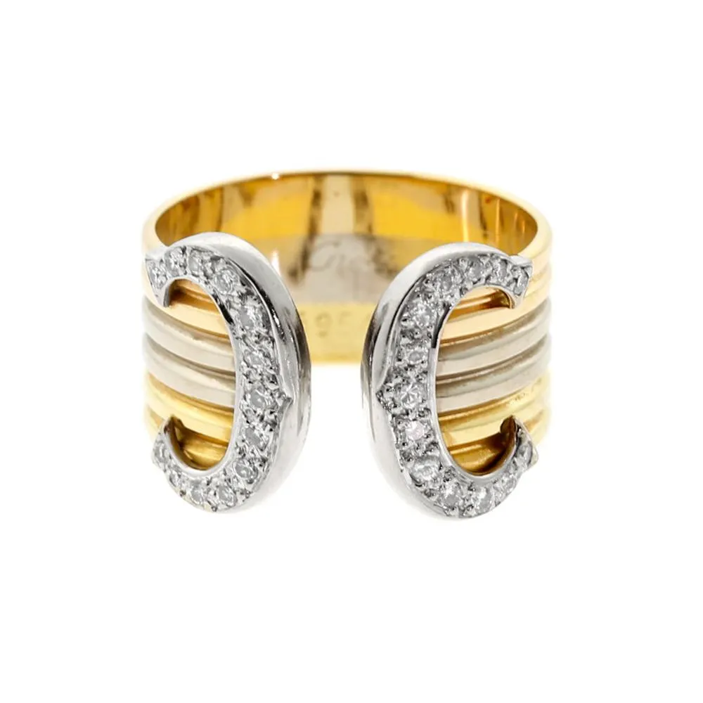 Cartier C De Cartier Diamond Multitone Gold Band Ring