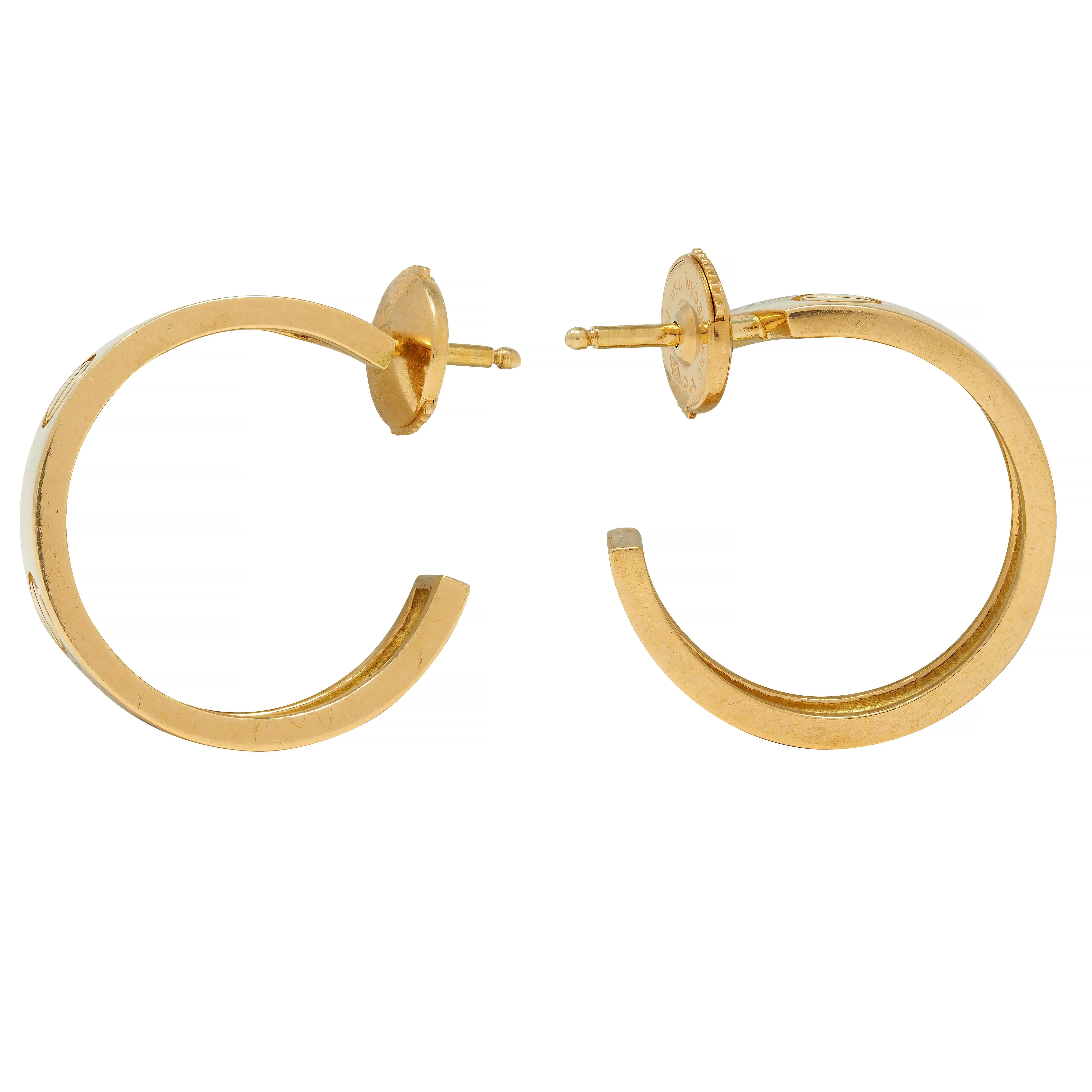 Cartier Contemporary 18 Karat Yellow Gold Love Hoop Earrings