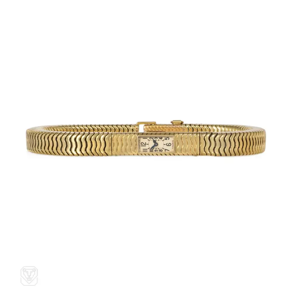 Cartier, France Retro gold box-chain watch bracelet