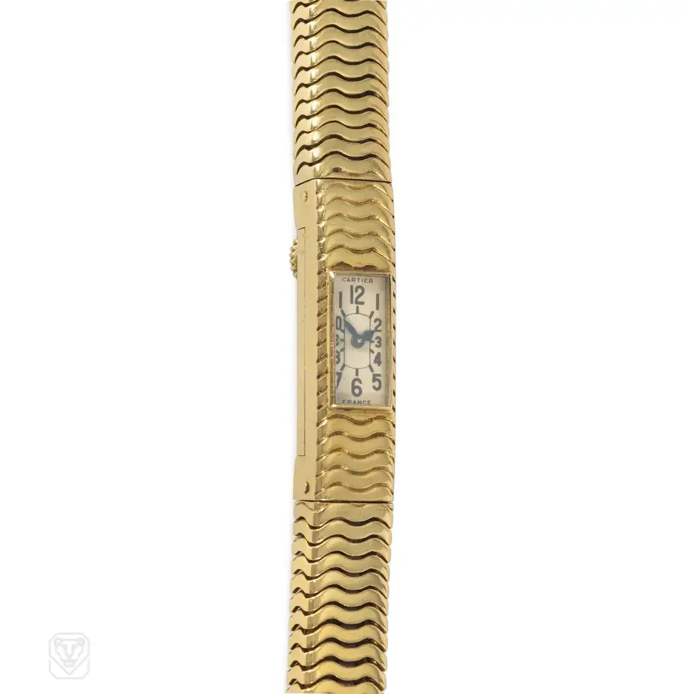 Cartier, France Retro gold box-chain watch bracelet