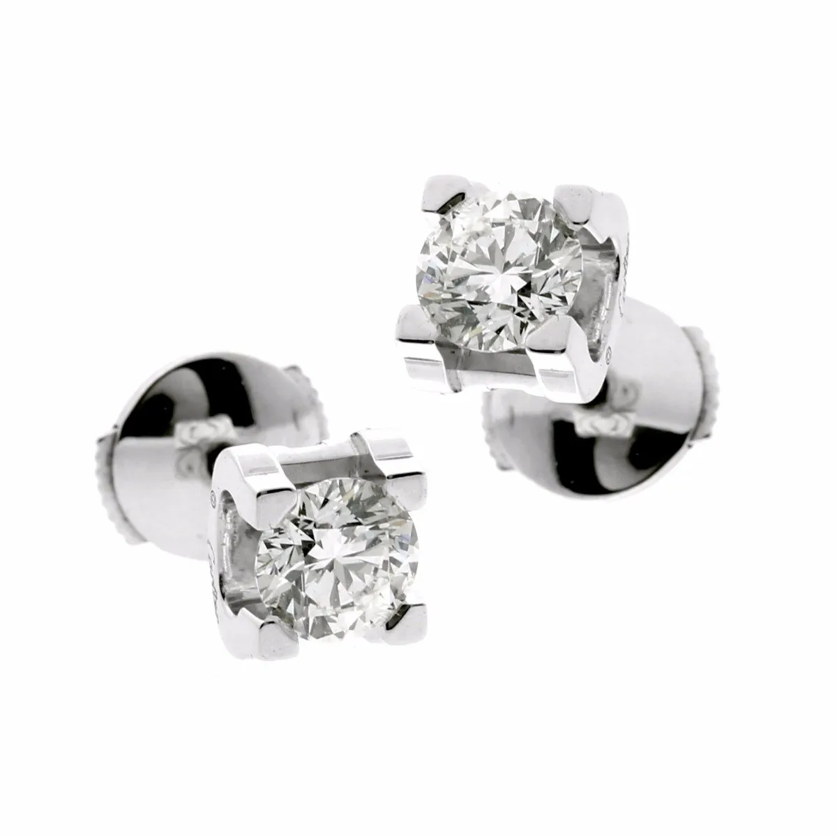 Cartier GIA Certified 1.20 Carat Diamond Stud Earrings