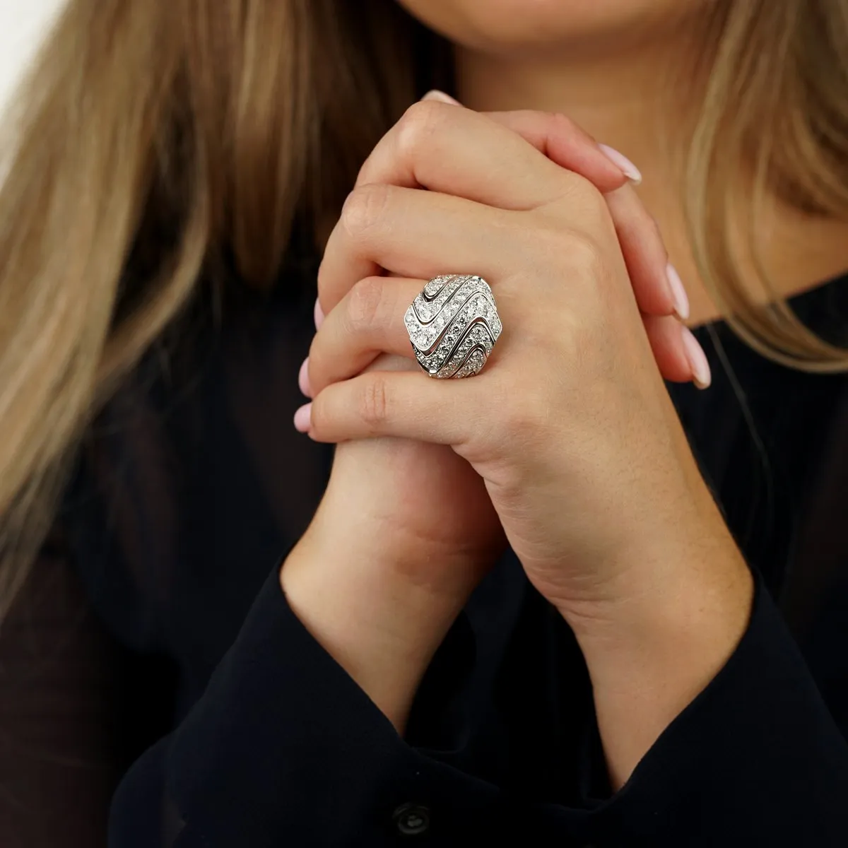 Cartier High Jewelry Pave Diamond Cocktail White Gold Ring