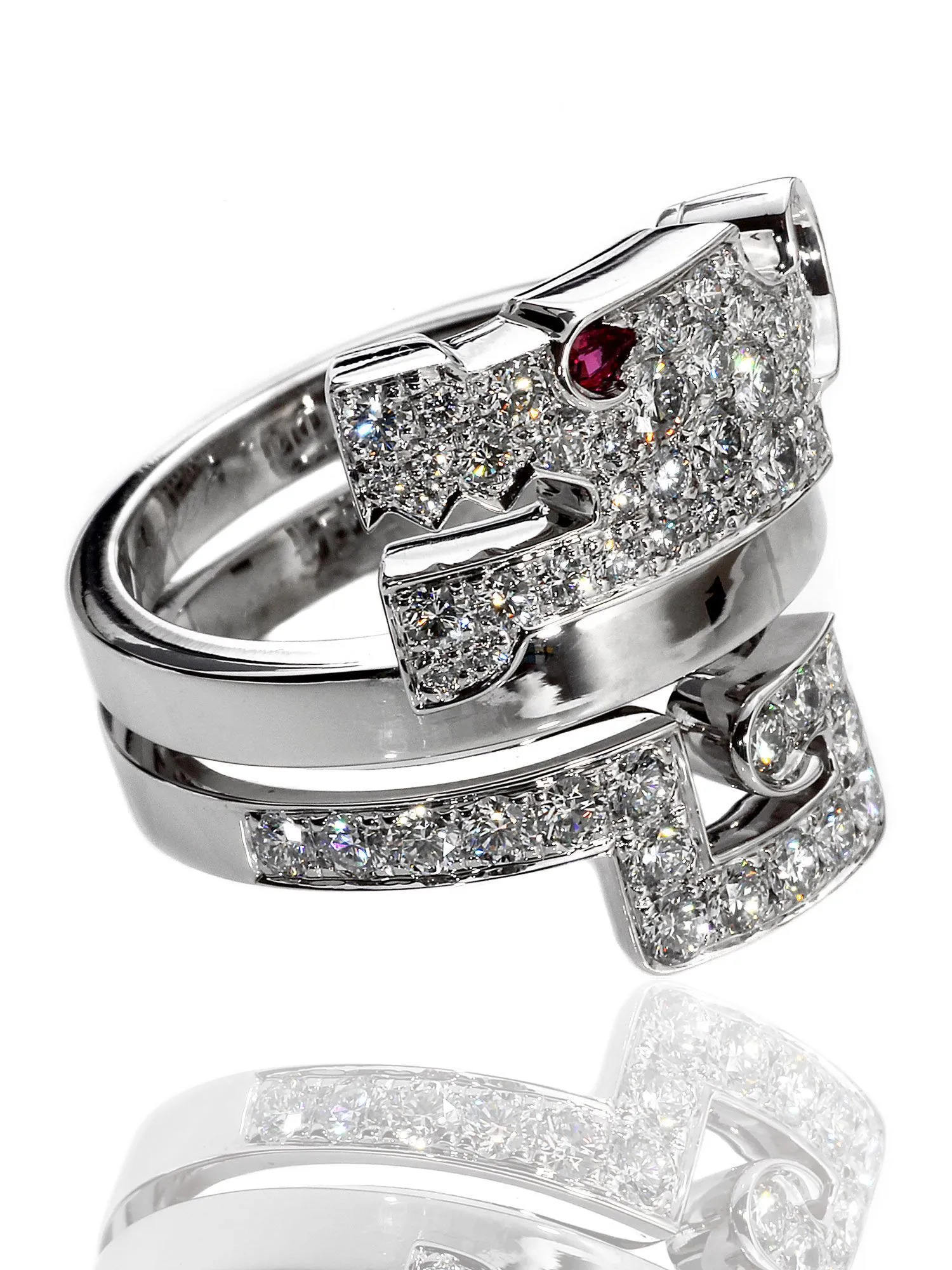 Cartier Le Baiser Du Dragon Diamond Ring in 18k White Gold