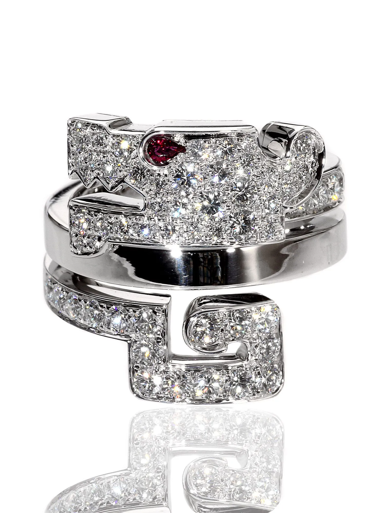 Cartier Le Baiser Du Dragon Diamond Ring in 18k White Gold