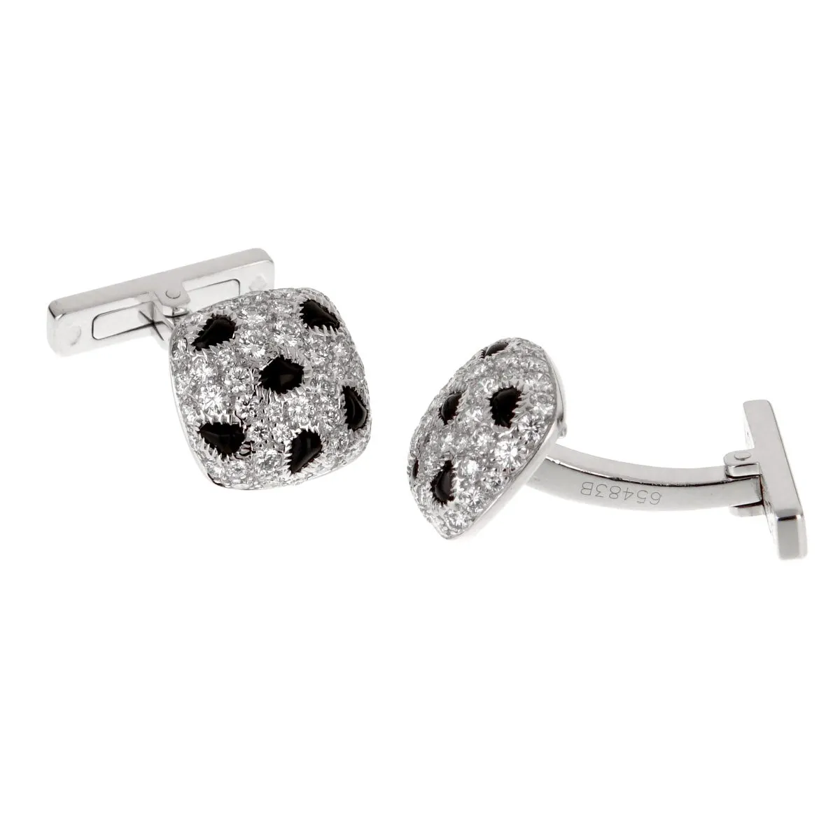 Cartier Panthere White Gold Diamond Onyx Cufflinks