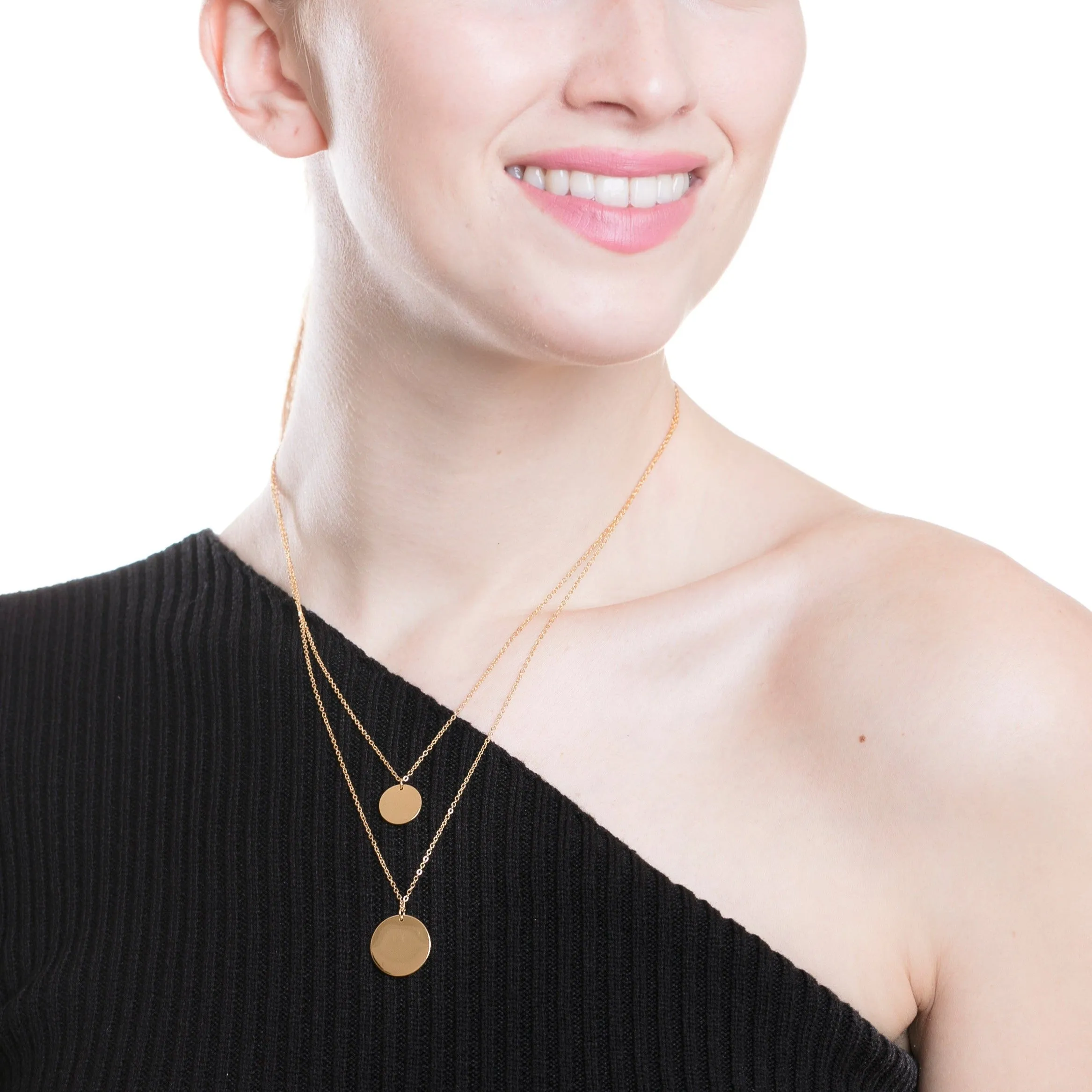 Circle Layered Necklace Gold