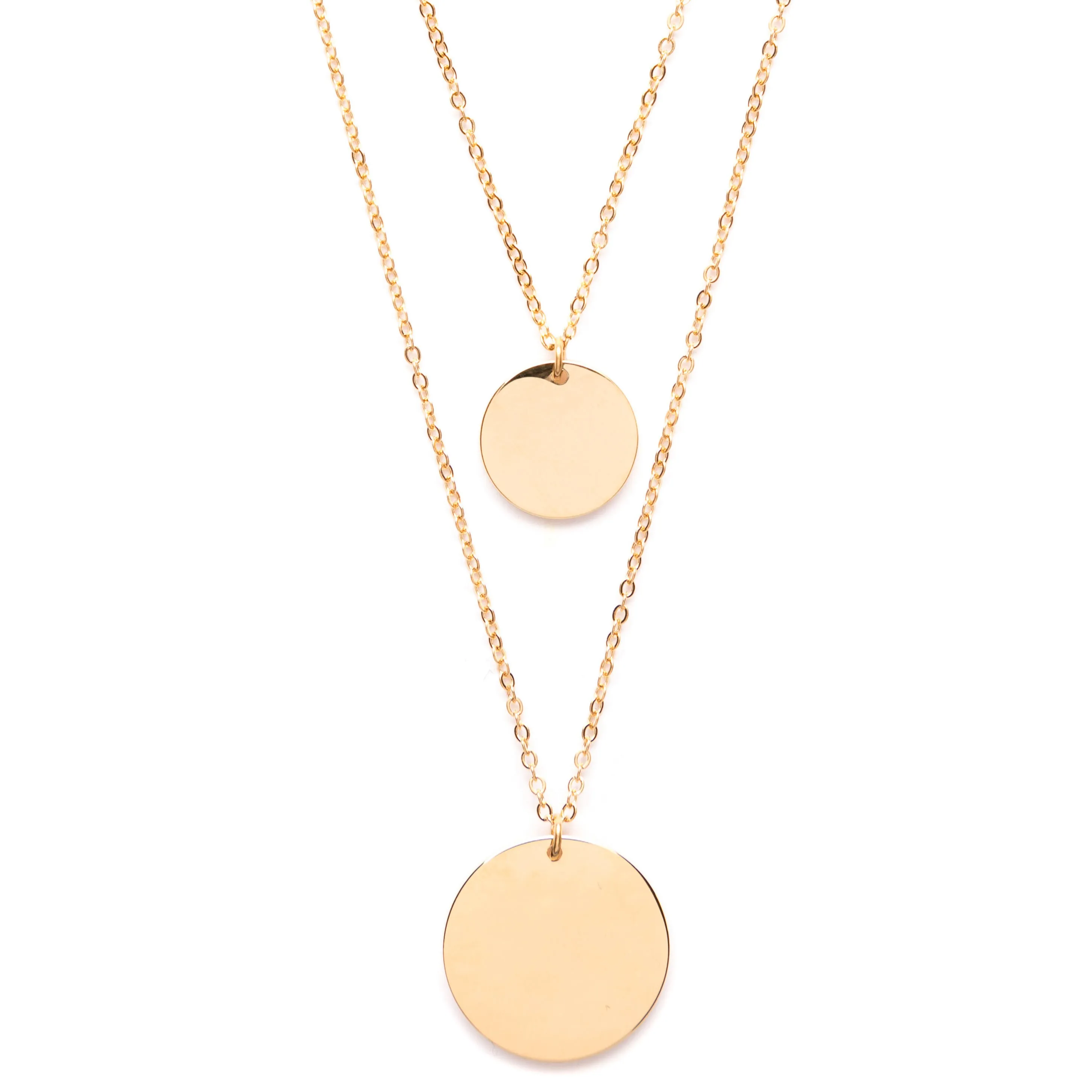 Circle Layered Necklace Gold