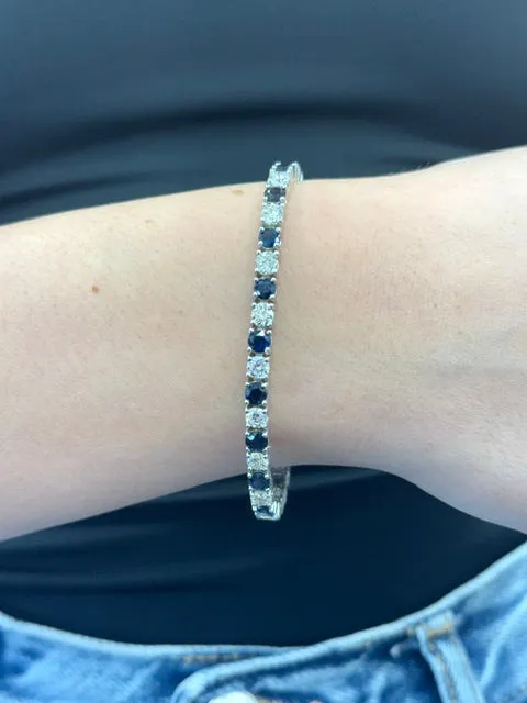 Claire - Natural Diamond & Sapphire Tennis Bracelet