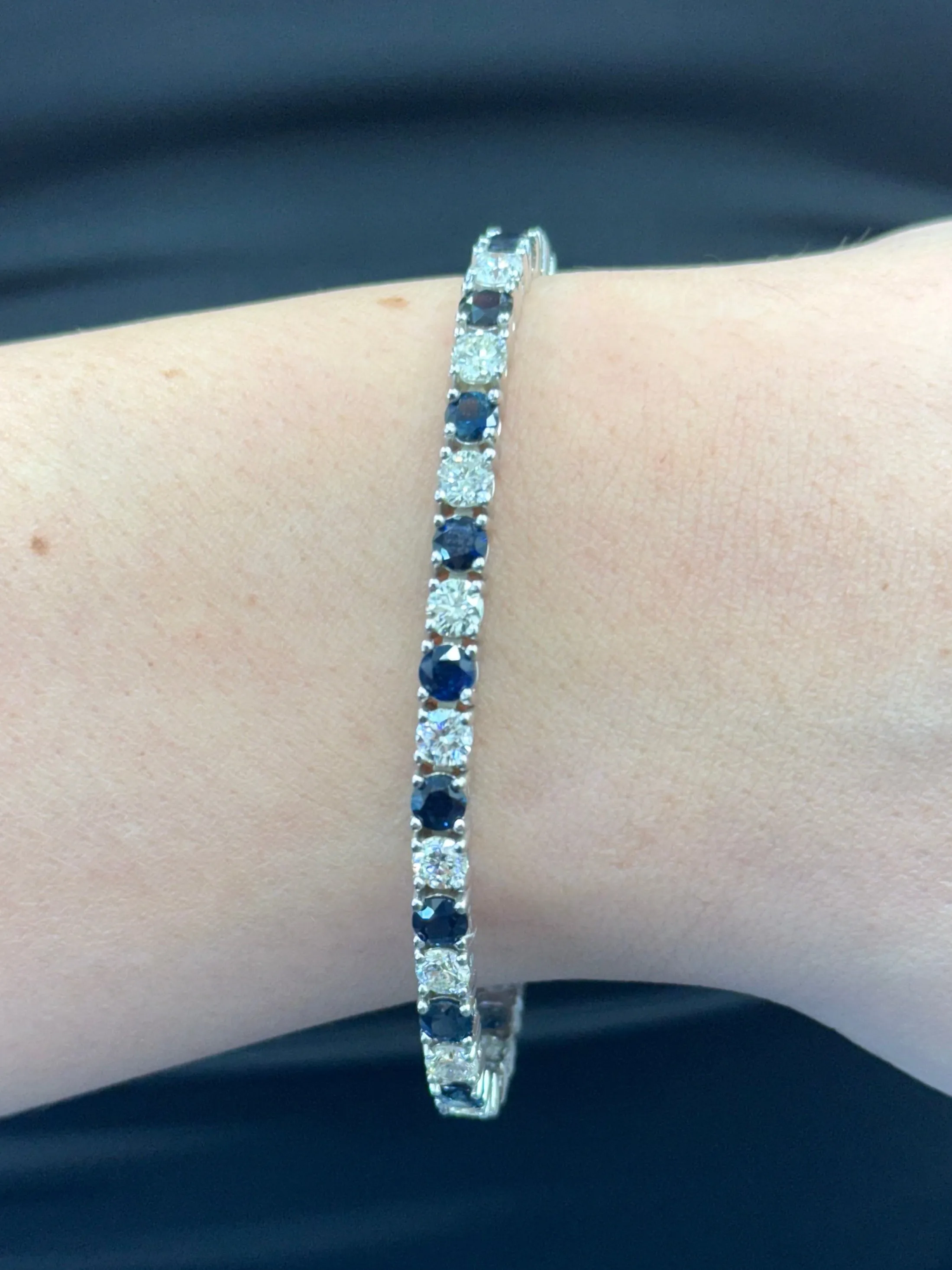 Claire - Natural Diamond & Sapphire Tennis Bracelet