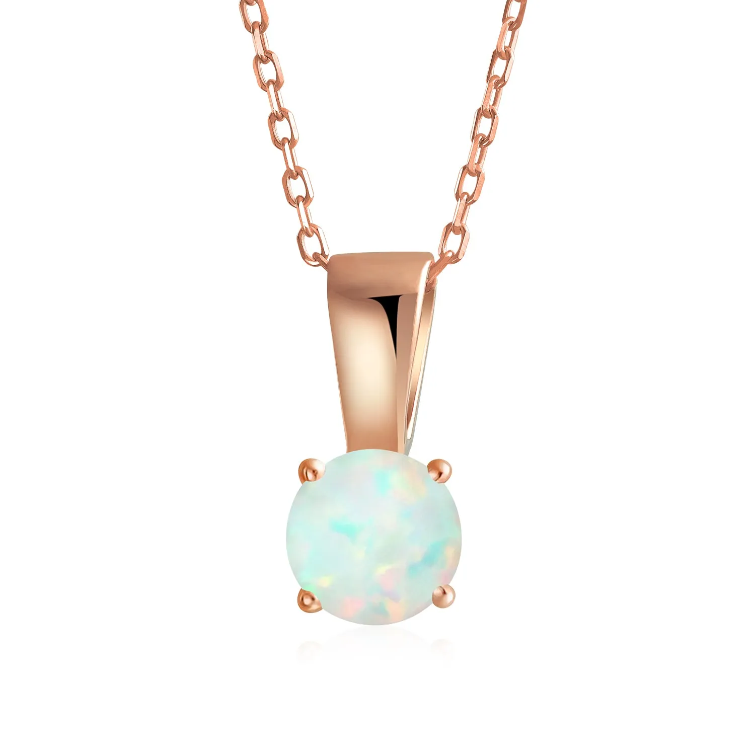 Classic 1CT Opal Pendant Necklace Rose Gold Plated Sterling Silver Birthstone