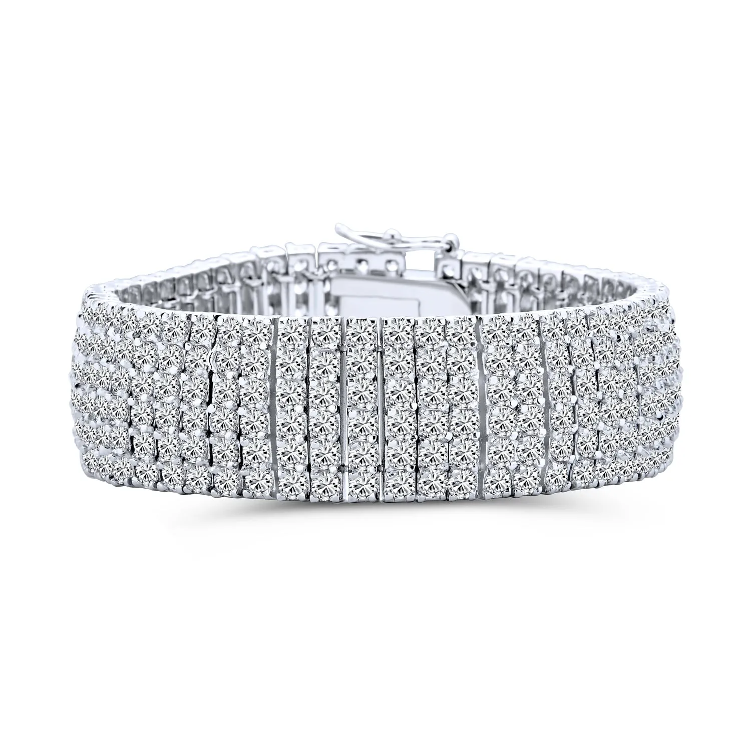 Classic Bridal Jewelry CZ Cubic Zirconia Tennis Bracelet Silver Plated 7 Inches