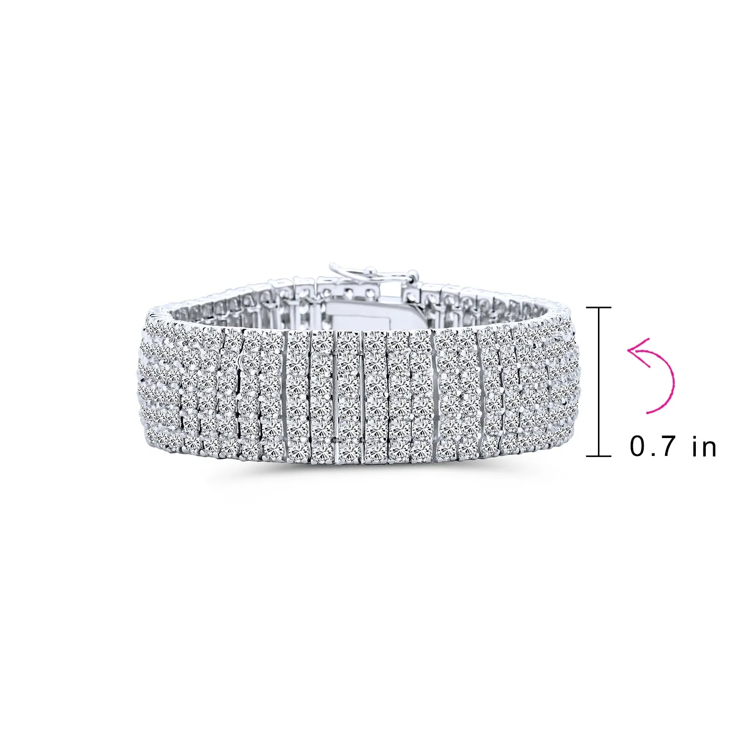 Classic Bridal Jewelry CZ Cubic Zirconia Tennis Bracelet Silver Plated 7 Inches