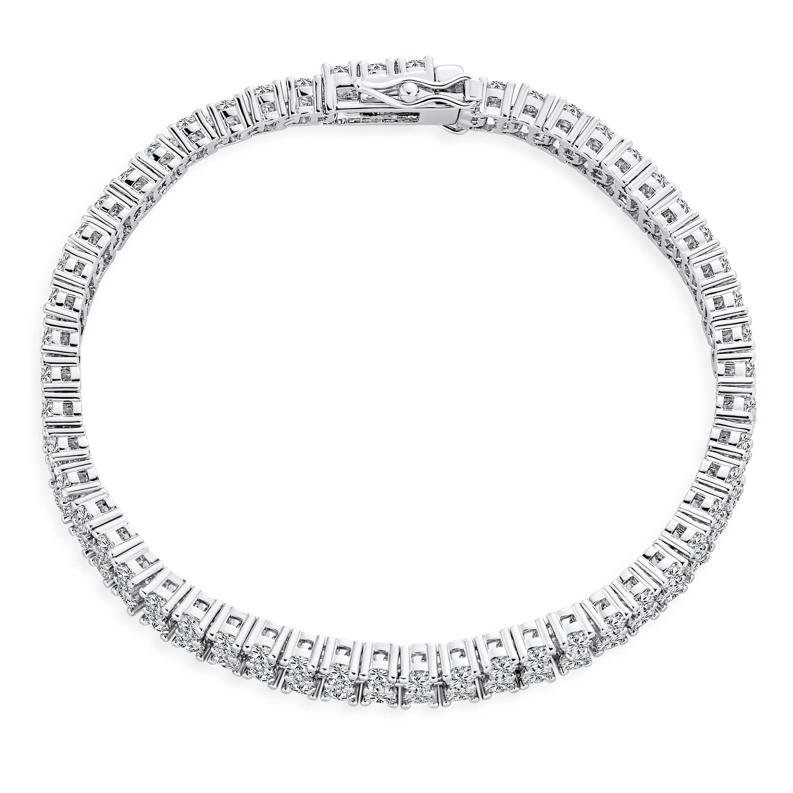 Classic Bridal Multi Row CZ Cluster Statement Bracelet Silver Plated for Special Occasions