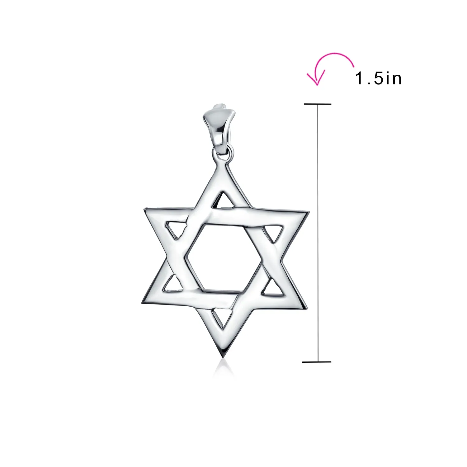 Classic Judaica Star of David Pendant Necklace in Sterling Silver for Teens & Men