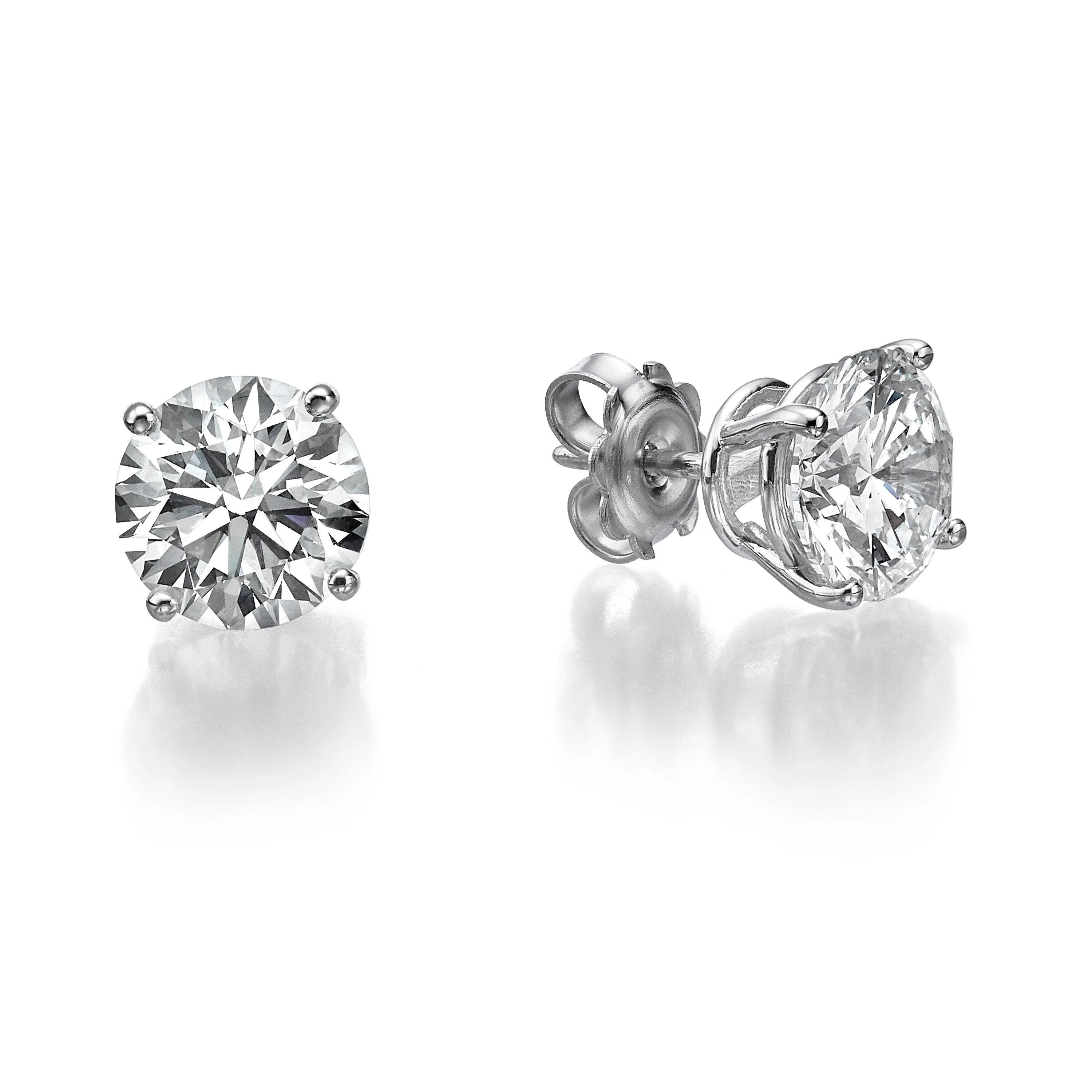 Classic Lab Grown Round Brilliant Cut Diamond Stud Earrings