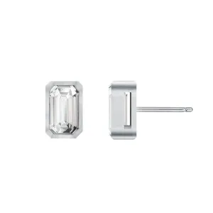 Classic Silver Baguette Stud Earrings