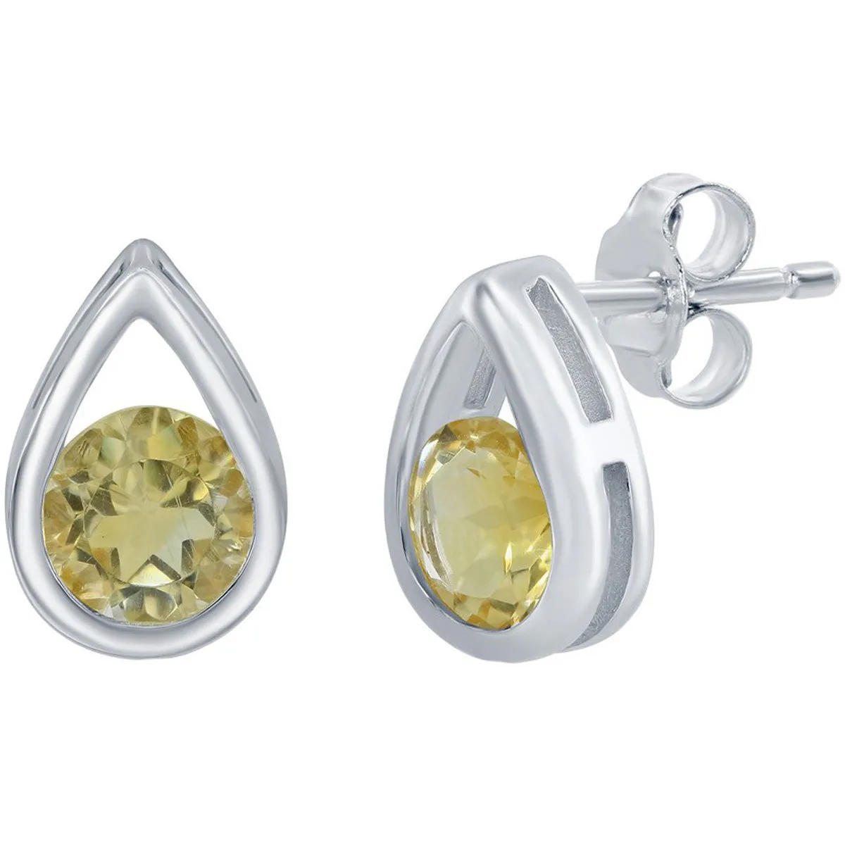 Classic Women's Earrings - Pearshape with Round November Birthstone Citrine | D-7209