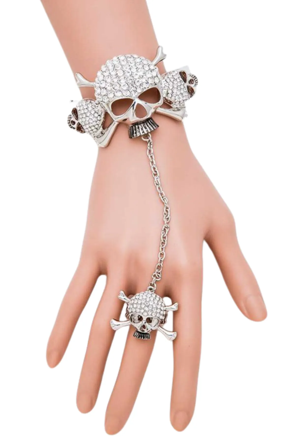 Crystal Skull Bangle Ring Set