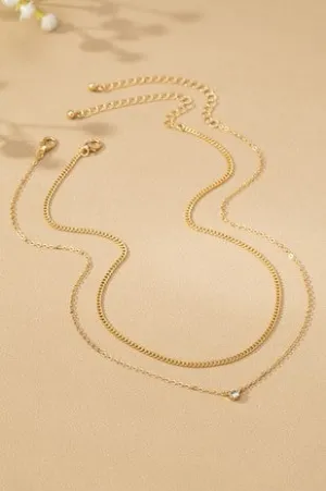 CUBAN CHAIN AND CZ NECKLACE SET