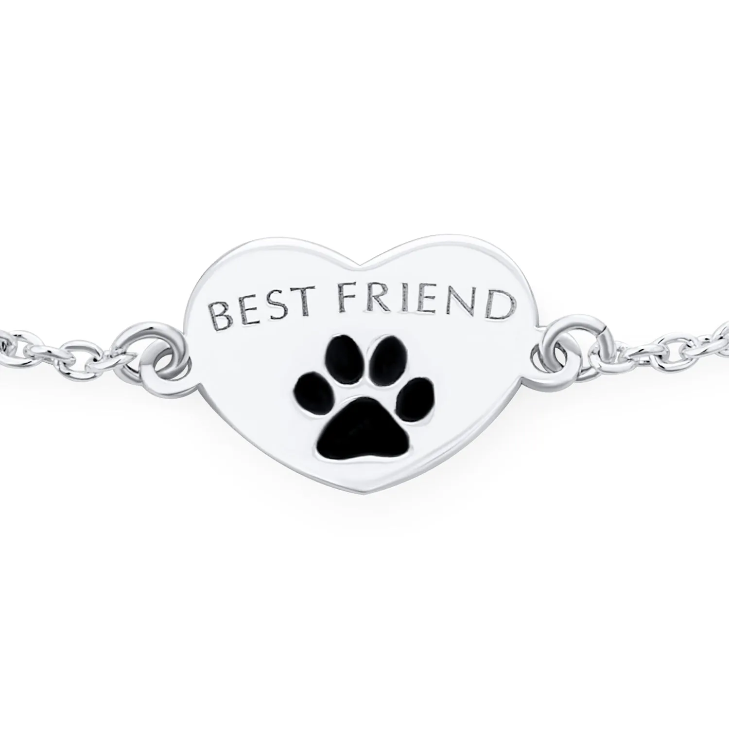 Dainty Charm Bracelet for Pet Lovers with Heart and Paw Print Sterling Silver