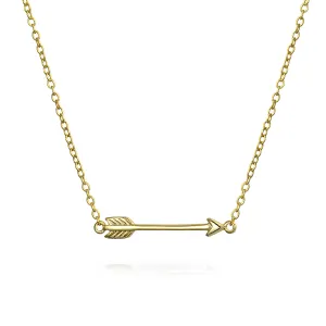 Dainty Cupid Arrow Pendant Necklace in 14K Gold Plated Sterling Silver