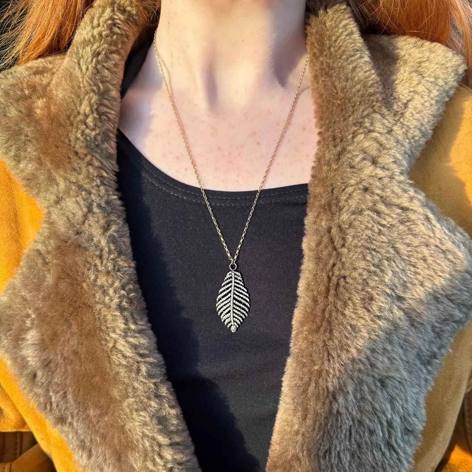 Diamond Feather Necklace