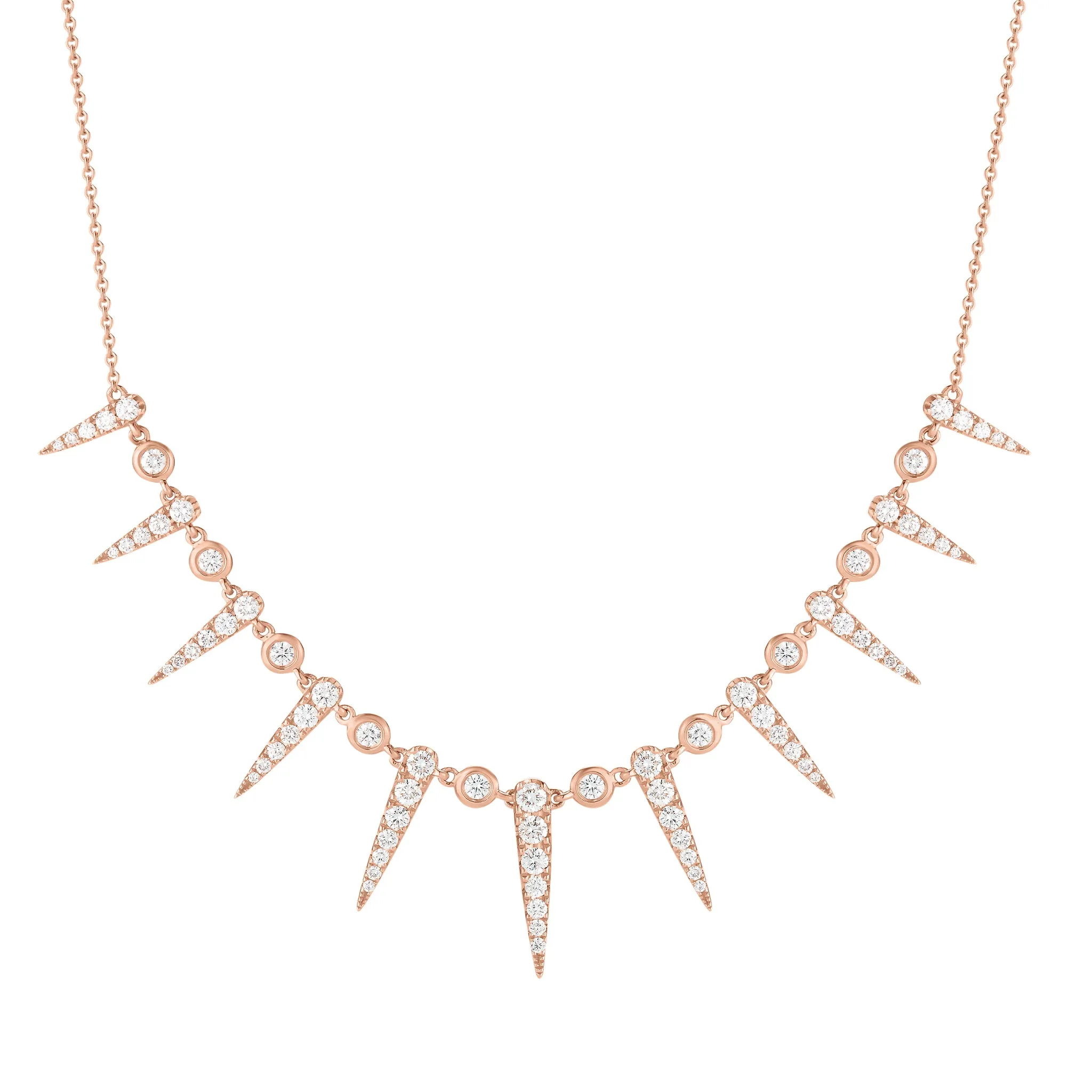 Diamond Graduated Spike Necklace