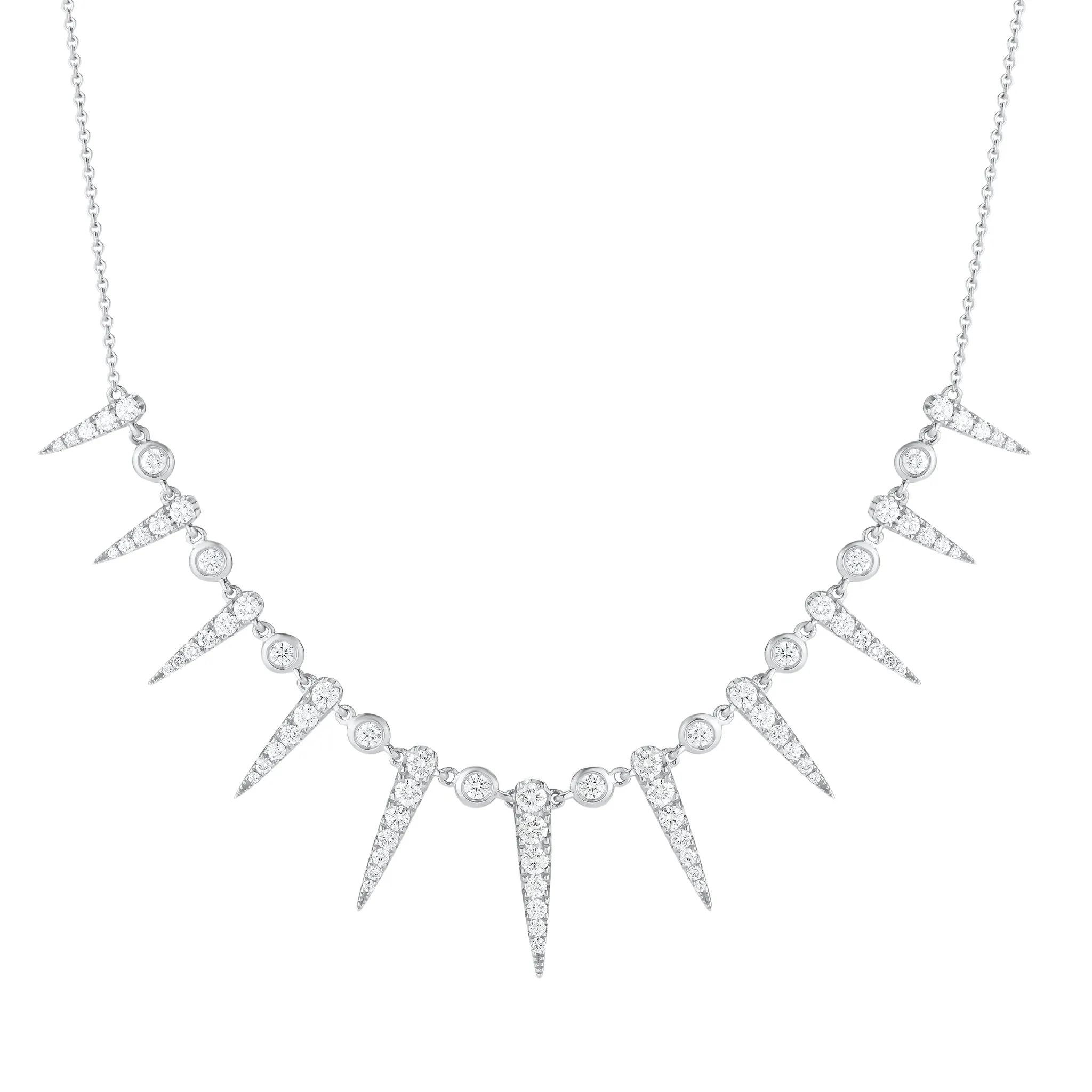 Diamond Graduated Spike Necklace