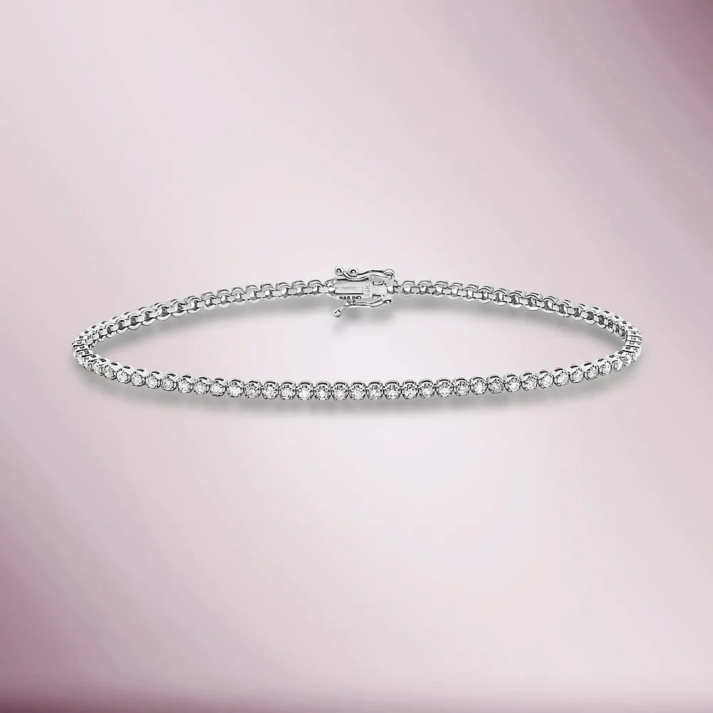 Diamond Tennis Bracelet (1.00 ct.) Buttercup Setting in 14K Gold