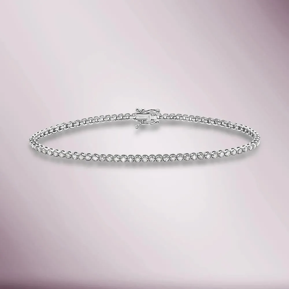 Diamond Tennis Bracelet (2.00 ct.) 1.8 mm Buttercup Setting in 14K Gold