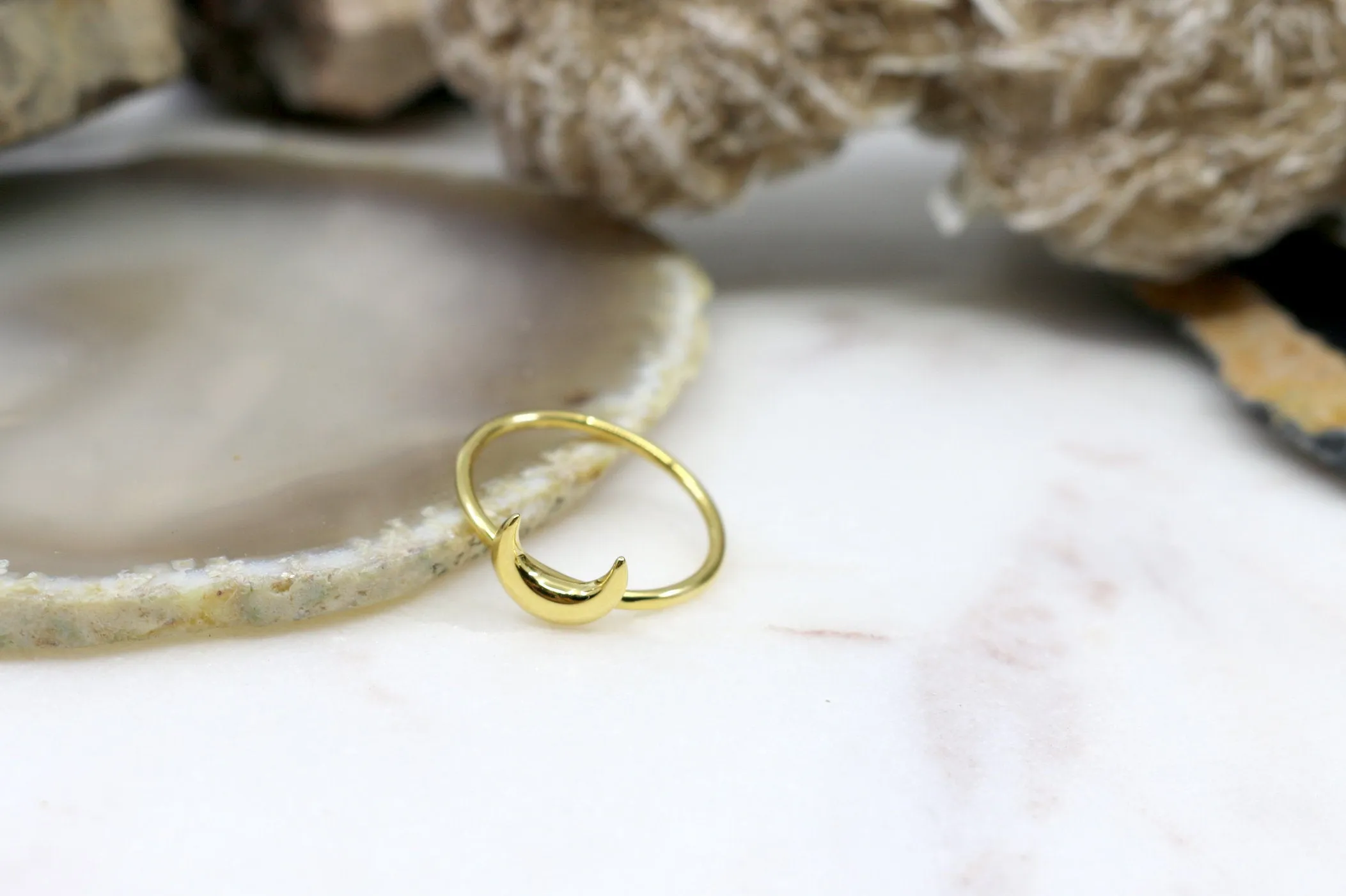 Dynamic // Small Crescent Ring, Vermeil or 925 Sterling Silver, Moon Ring, Gold /// BH-R011