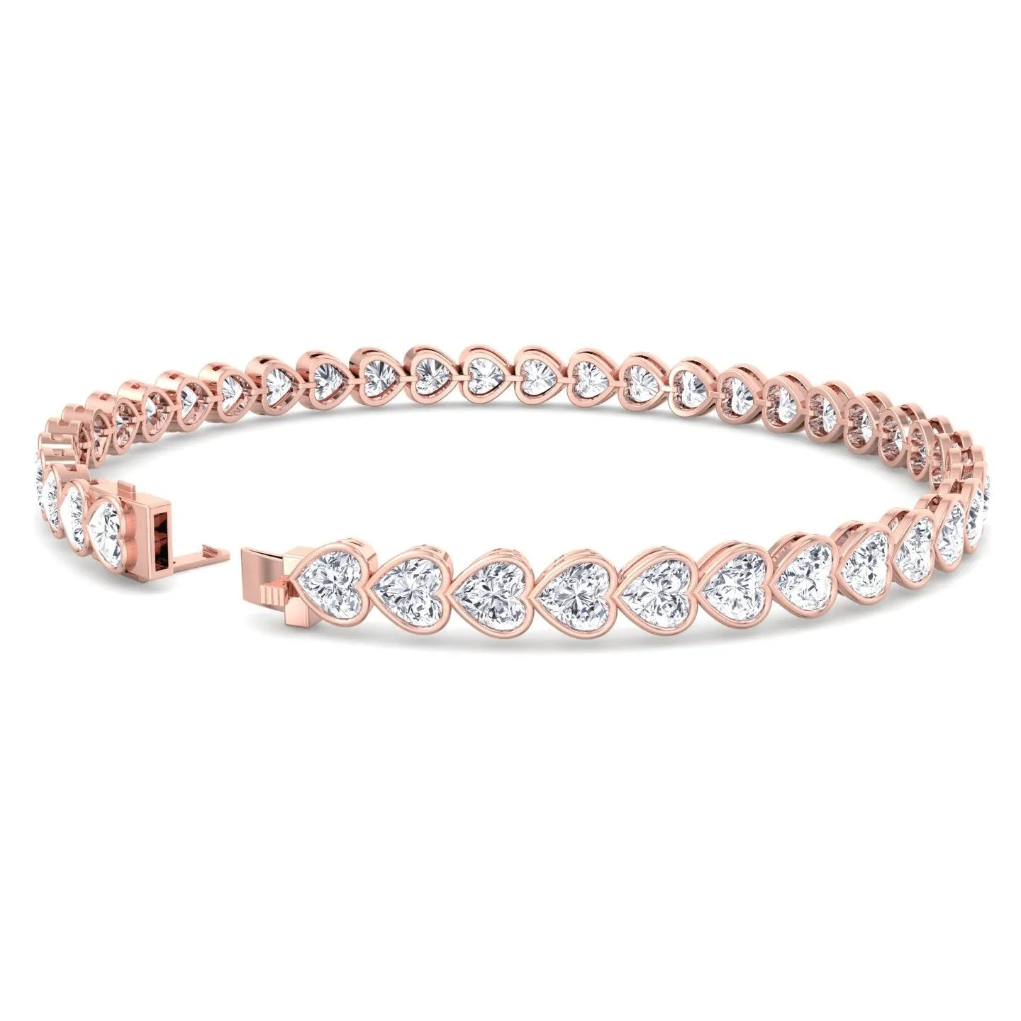 Elaria - East to West Heart Shape Bezel Set Natural Diamond Tennis Bracelet