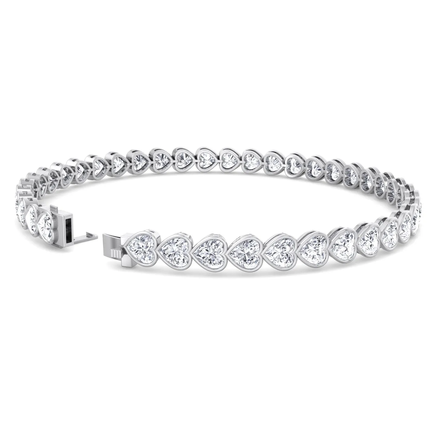 Elaria - East to West Heart Shape Bezel Set Natural Diamond Tennis Bracelet