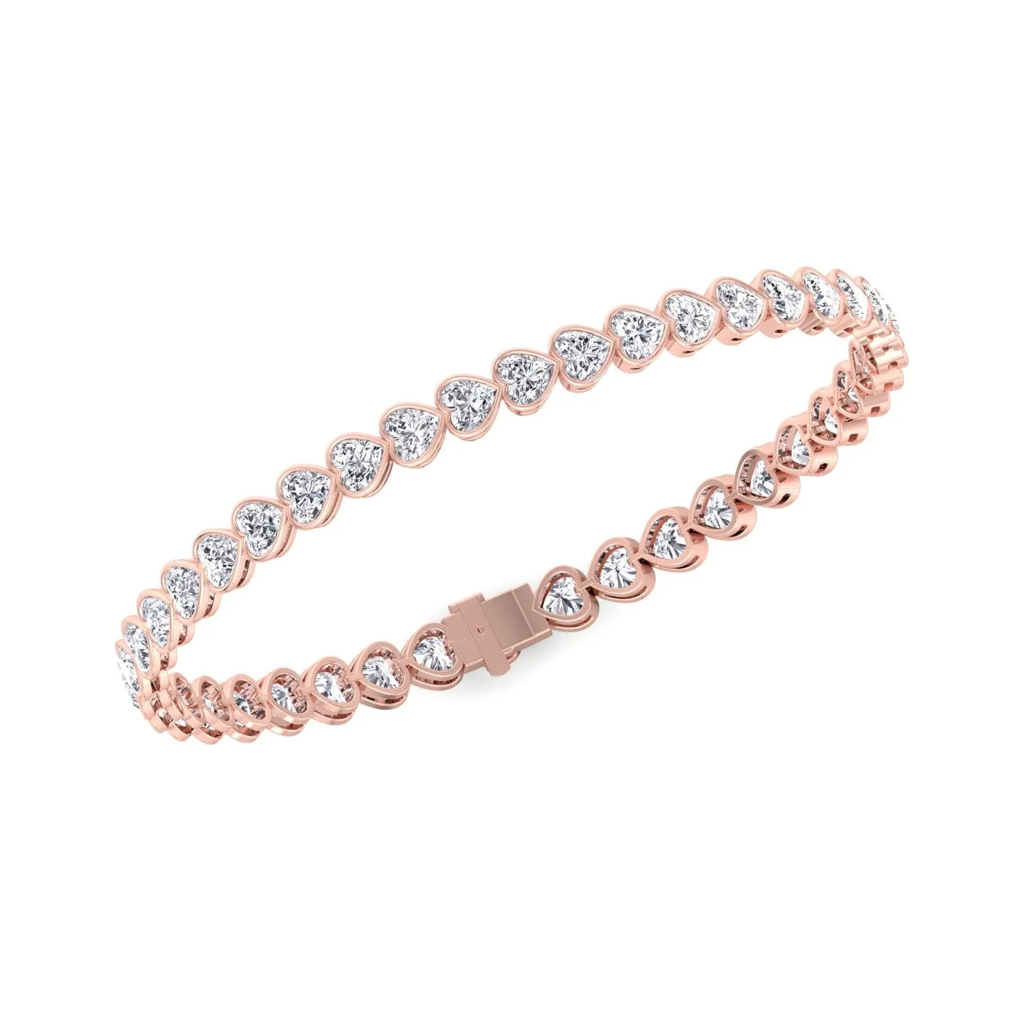 Elaria - East to West Heart Shape Bezel Set Natural Diamond Tennis Bracelet