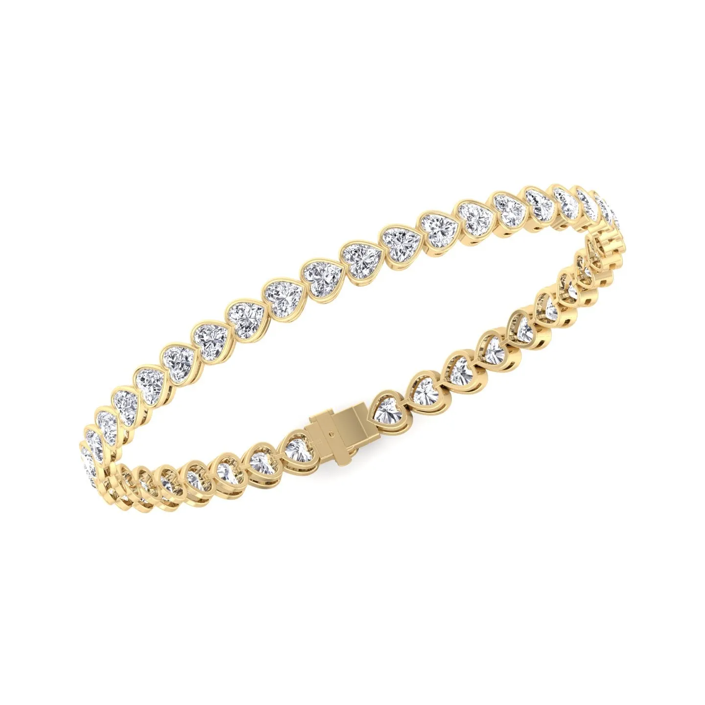 Elaria - East to West Heart Shape Bezel Set Natural Diamond Tennis Bracelet