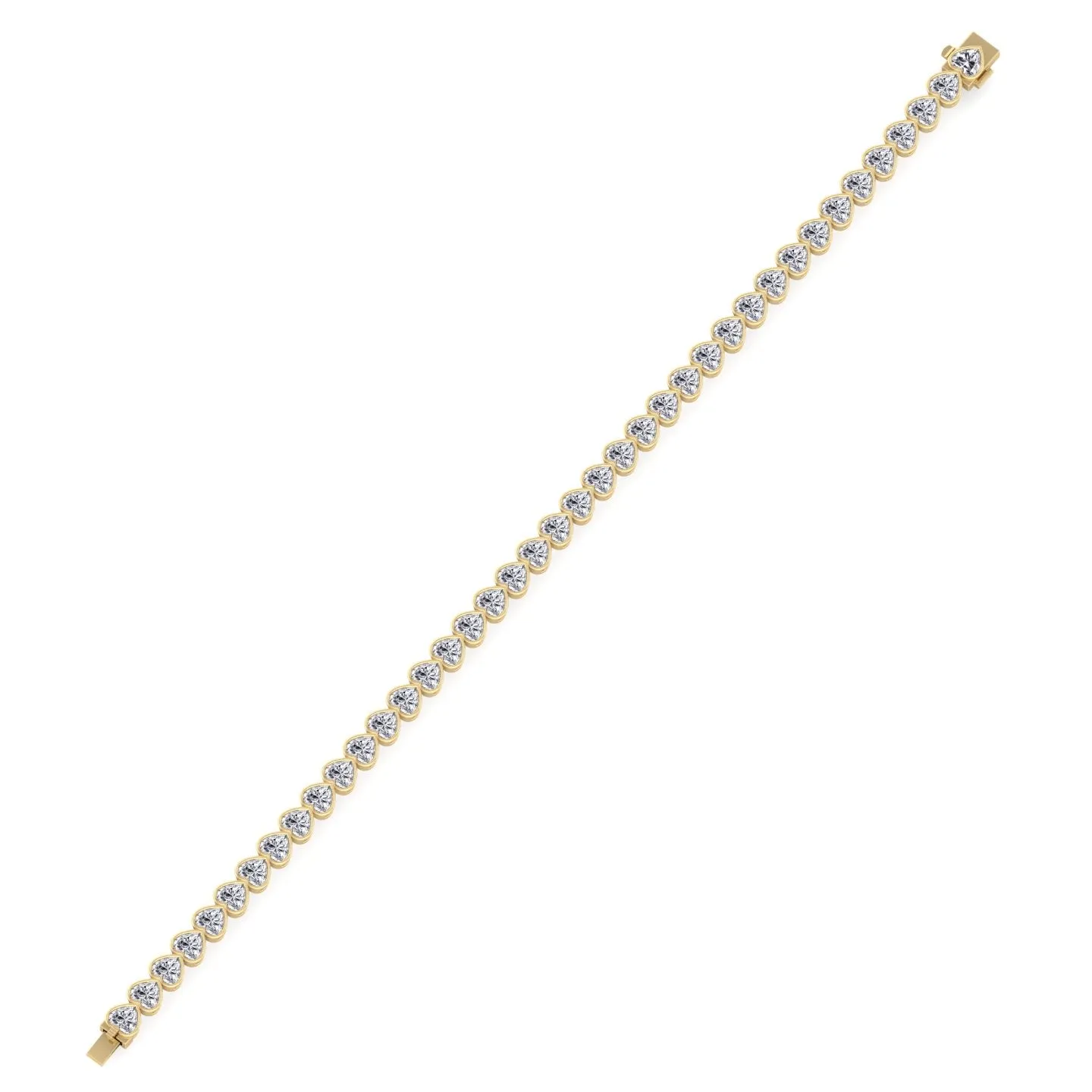 Elaria - East to West Heart Shape Bezel Set Natural Diamond Tennis Bracelet