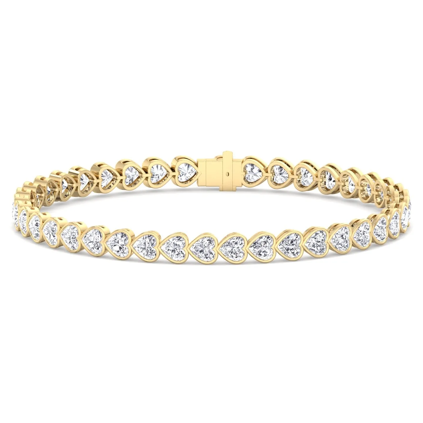 Elaria - East to West Heart Shape Bezel Set Natural Diamond Tennis Bracelet