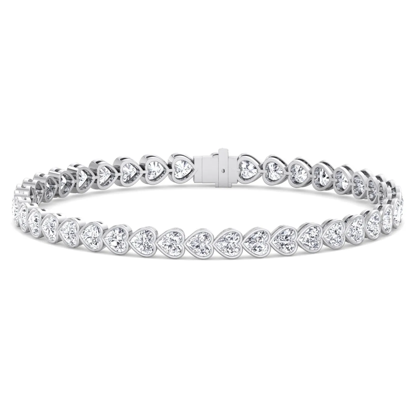 Elaria - East to West Heart Shape Bezel Set Natural Diamond Tennis Bracelet