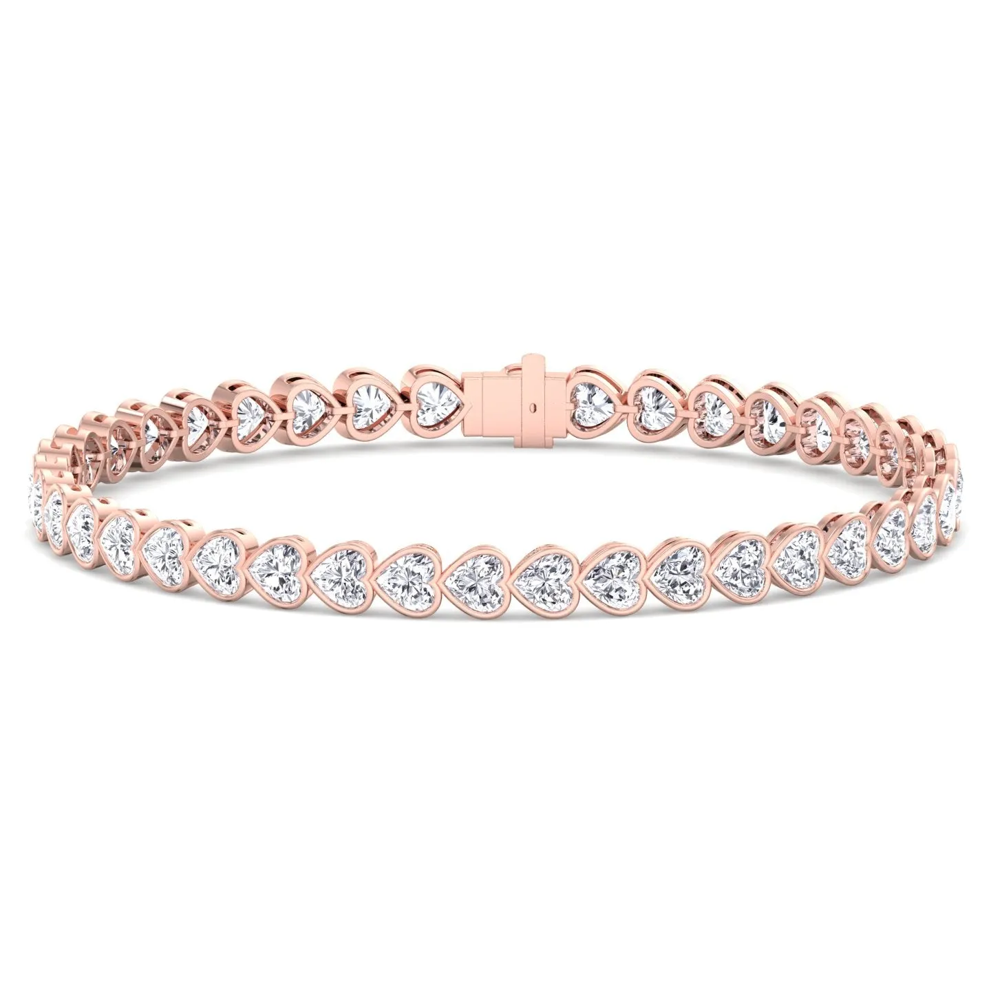 Elaria - East to West Heart Shape Bezel Set Natural Diamond Tennis Bracelet