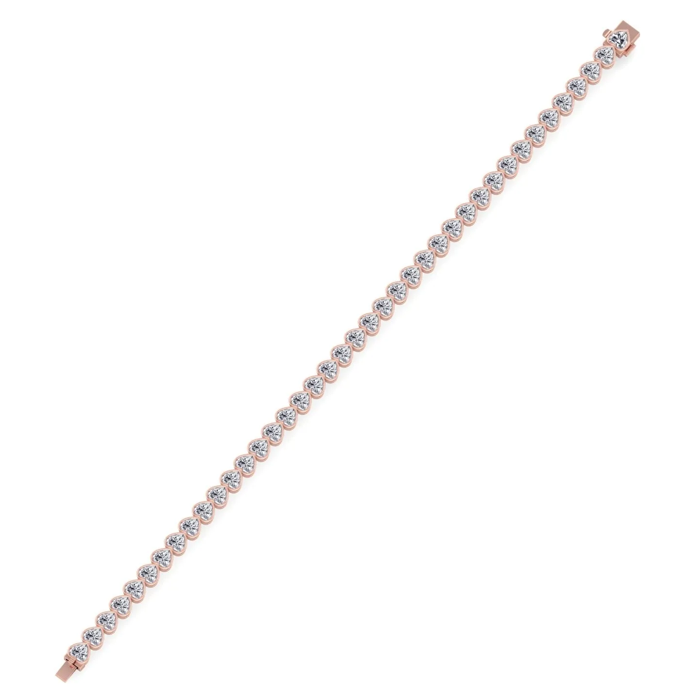 Elaria - East to West Heart Shape Bezel Set Natural Diamond Tennis Bracelet