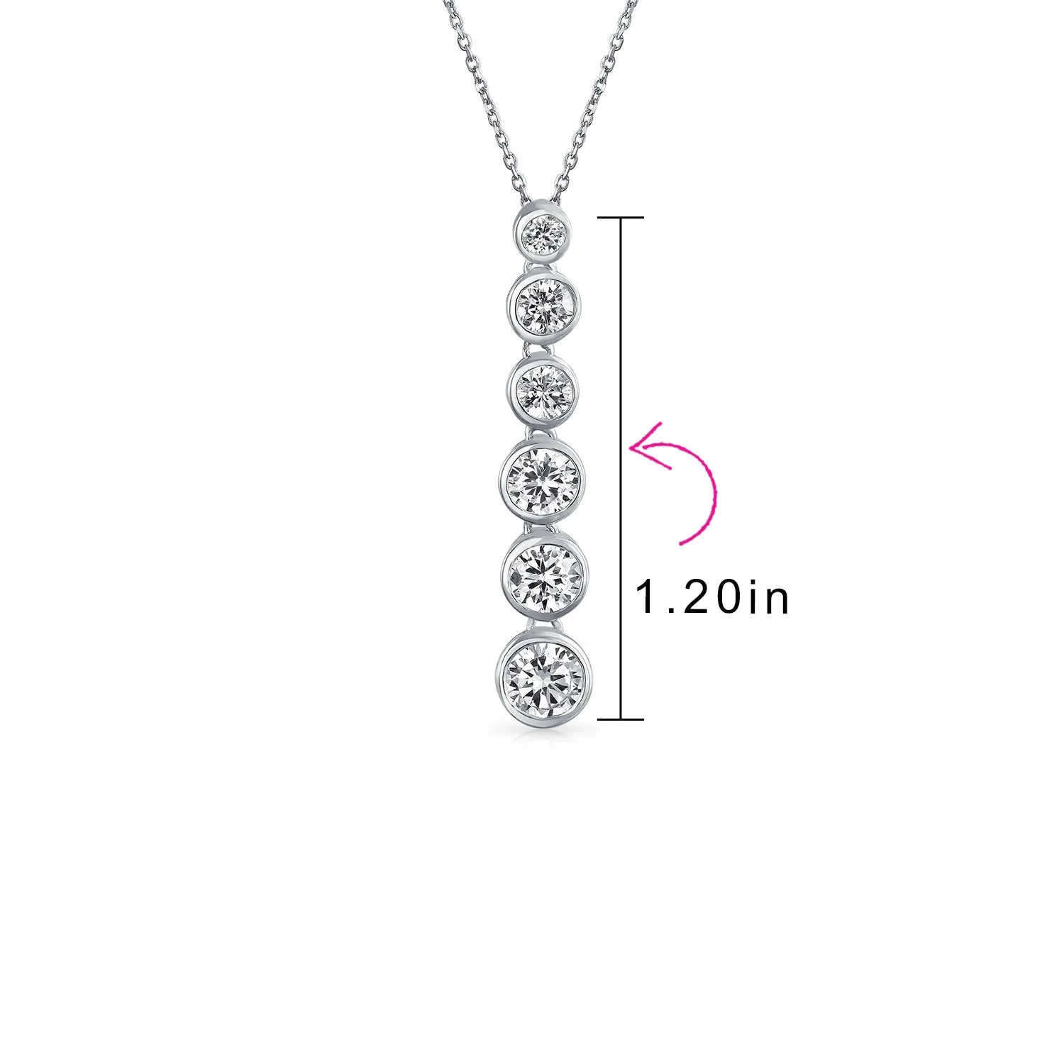 Elegant Bridal Necklace Sterling Silver CZ Linear Drop Geometric Bubble Design Pendant