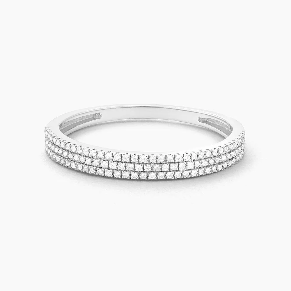 Ella Stein Triple Row Stackable Ring in Sterling Silver - Size 8