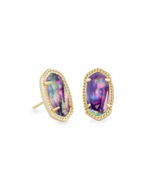 Ellie Gold Stud Earrings in Lilac Abalone