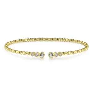 Gabriel & Co.- 14K Yellow Gold Bujukan Bead Split Cuff Bracelet with Bezel Set Diamonds  BG4120Y45JJ