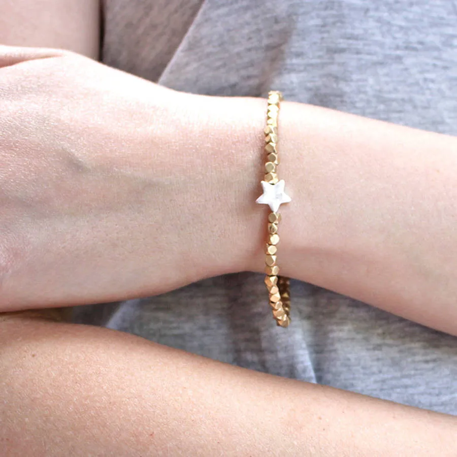 Gold Bead Charm Bracelet