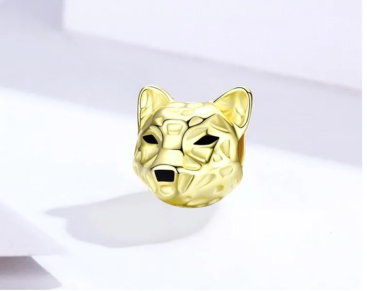 Gold Leopard Charm 925 Sterling Silver